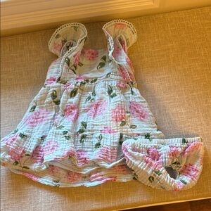 Angel Dear Blue and Pink Matching Set with Floral Print